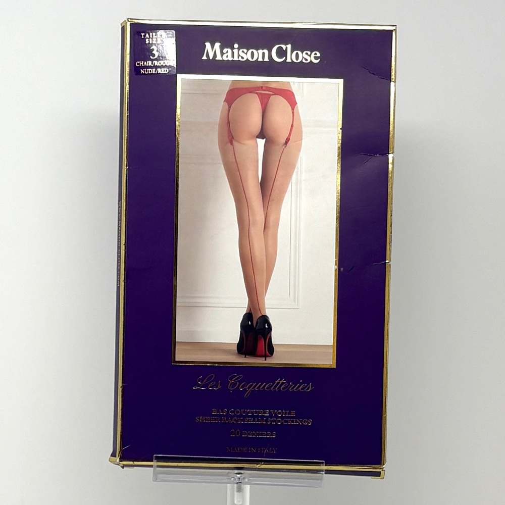 Iconic Nude & Red Maison Close ThighHigh Stockings New in Box Made in Italy
